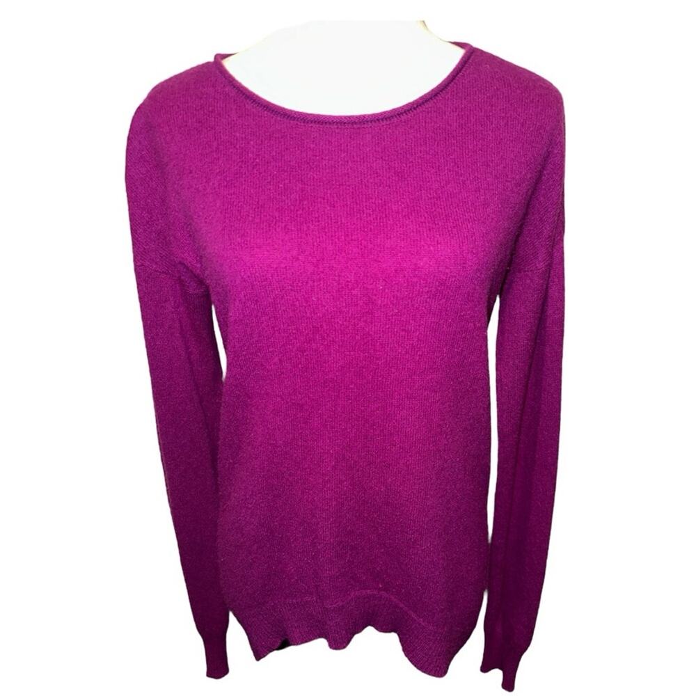 CHRISTOPHER FISCHER 100% Cashmere Oversized Magenta Hi/Low Crewneck Sweater Sz.M